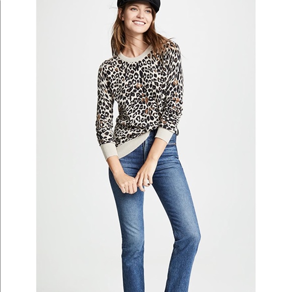 White + Warren 100% Cashmere Leopard Sweater - Picture 4 of 13